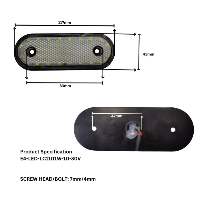 E4-LED-LC1101W-10-30V Side Marker Indicator Lights Side Front Rear Tail Clearance Lamp Marker Light