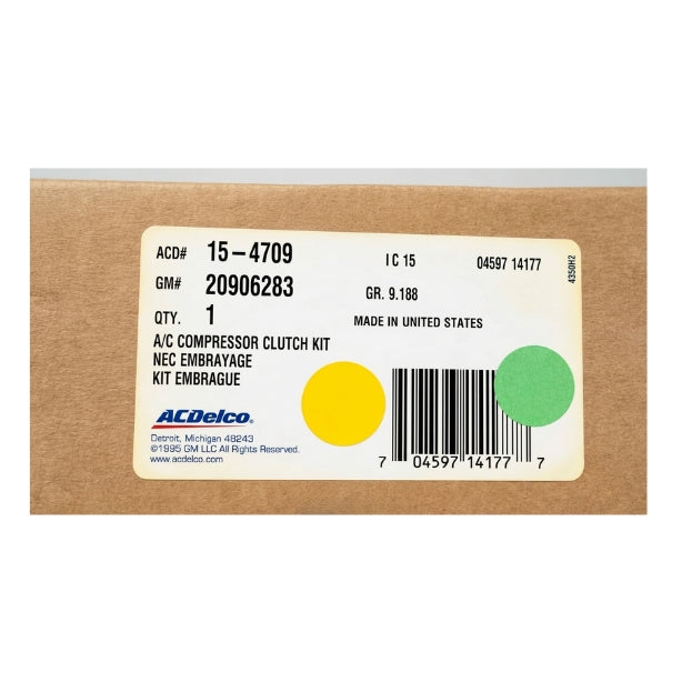 ACDelco GM Genuine Parts Air Conditioning Compressor Clutch KIT 20906283 AC-DELCO 15--4709
