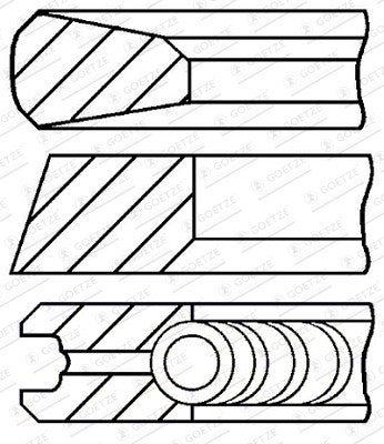 Piston Ring Kit - 08-443200-00 GOETZE ENGINE - 51.02503-0906, 51.02503-0915, 51.02503-0918