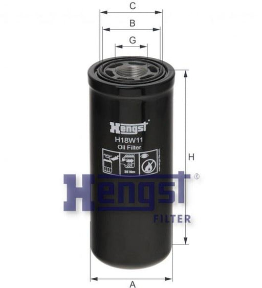 HENGST OIL FILTER-VOLVO(FH12) H18W11-SAJID Auto Online