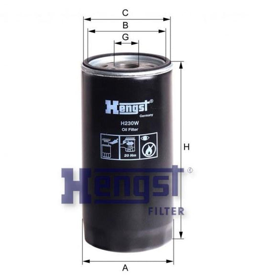 HENGST OIL FILTER-EUROSTAR H230W-SAJID Auto Online